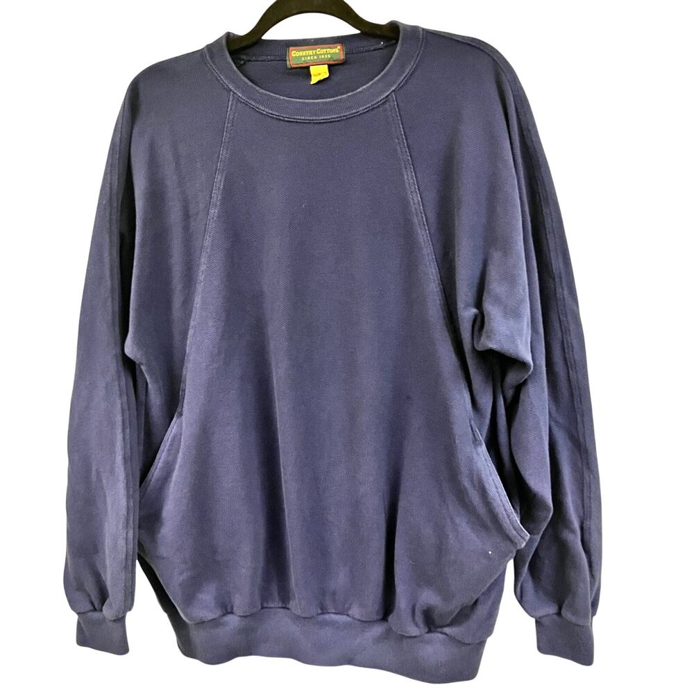 Vintage Men's Country Cottons Navy blue 100% cotton raglan sleeve sweatshirt